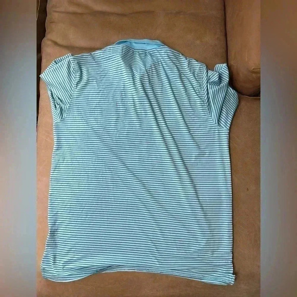 Peter Millar Summer Comfort XL Polo Light Blue Striped - Flawed - Picture 9 of 9